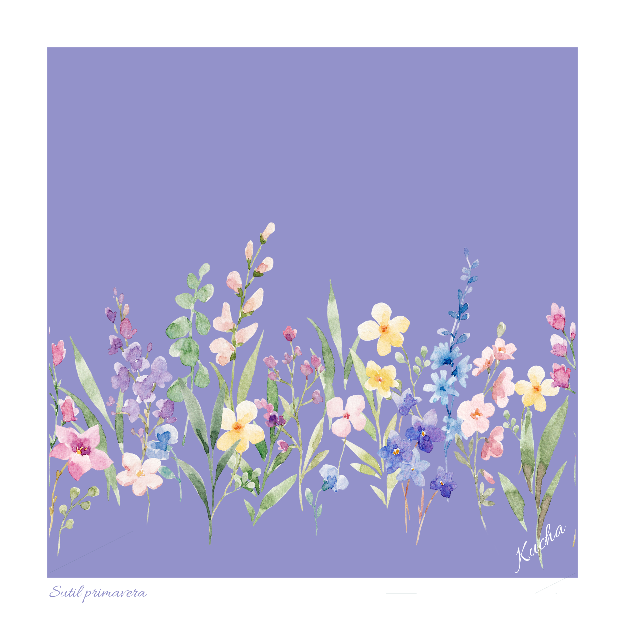 Pañuelo de Eco-Seda "Sutil Primavera" 35X35 cm