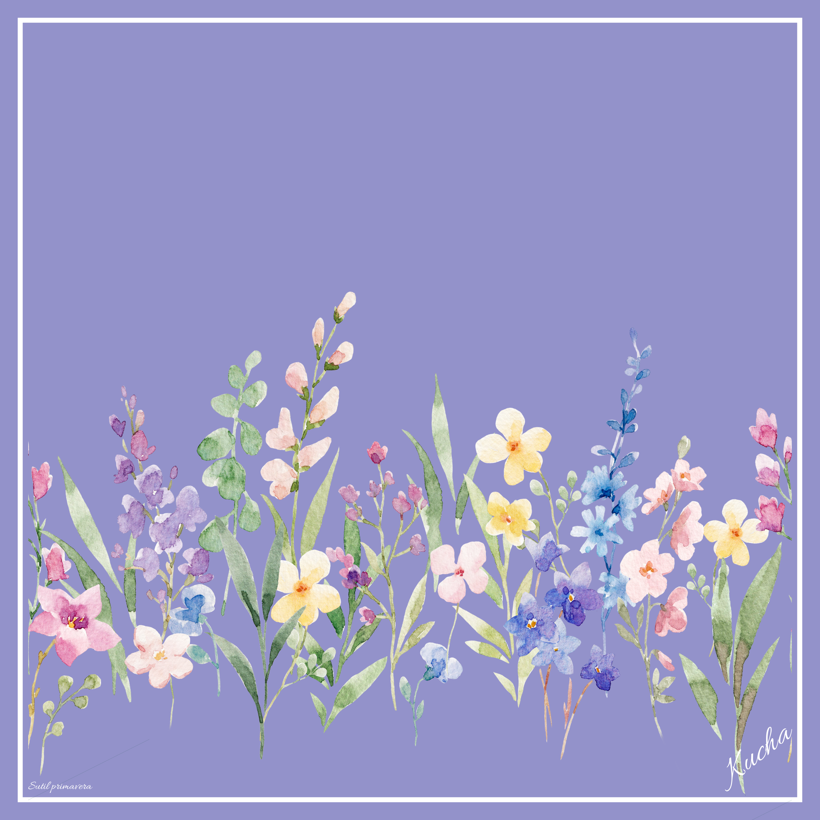 Pañuelo en Eco-Seda "Sutil Primavera" 70x70 cm