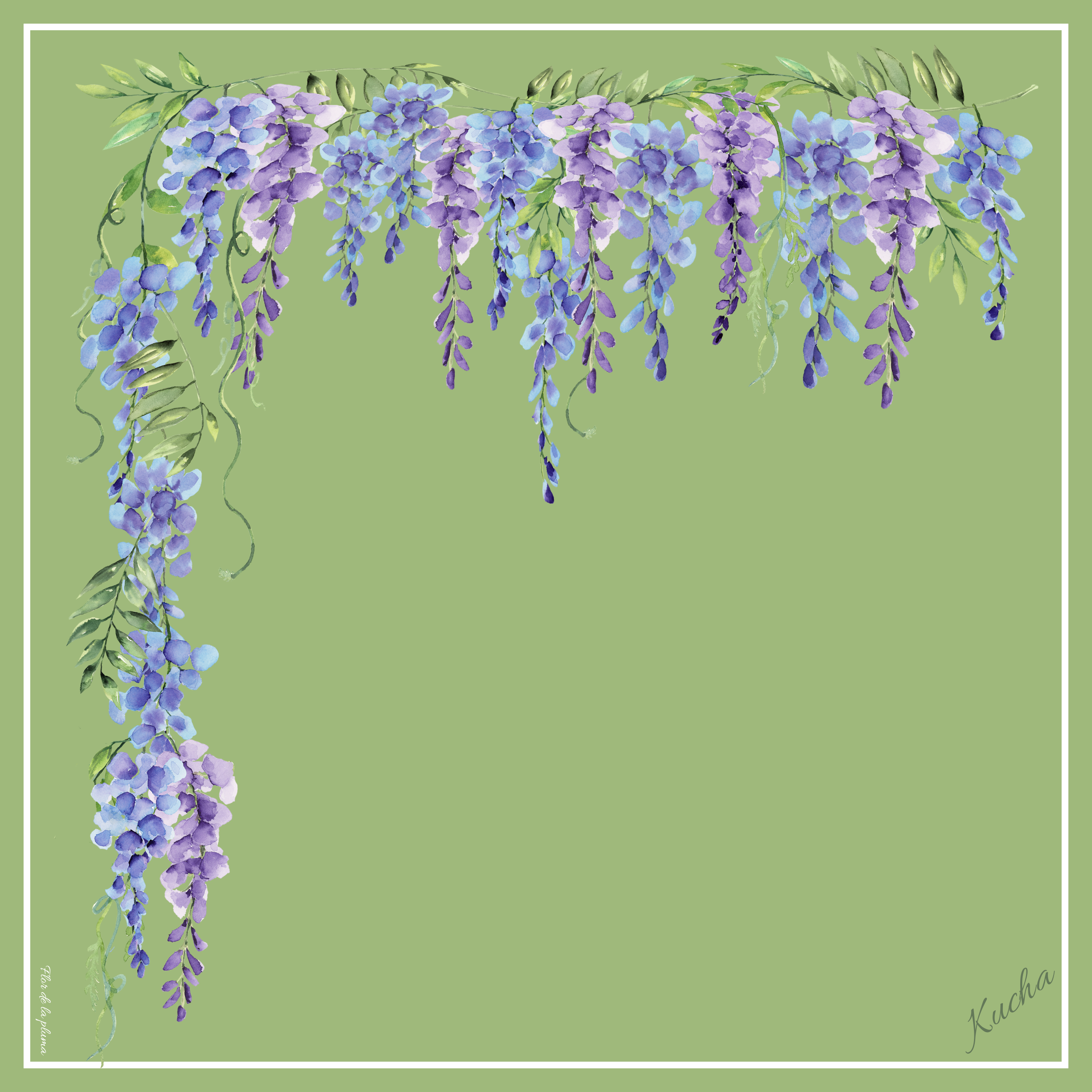 Pañuelo en Eco-Seda " Flor de la Pluma" 70x70 cm