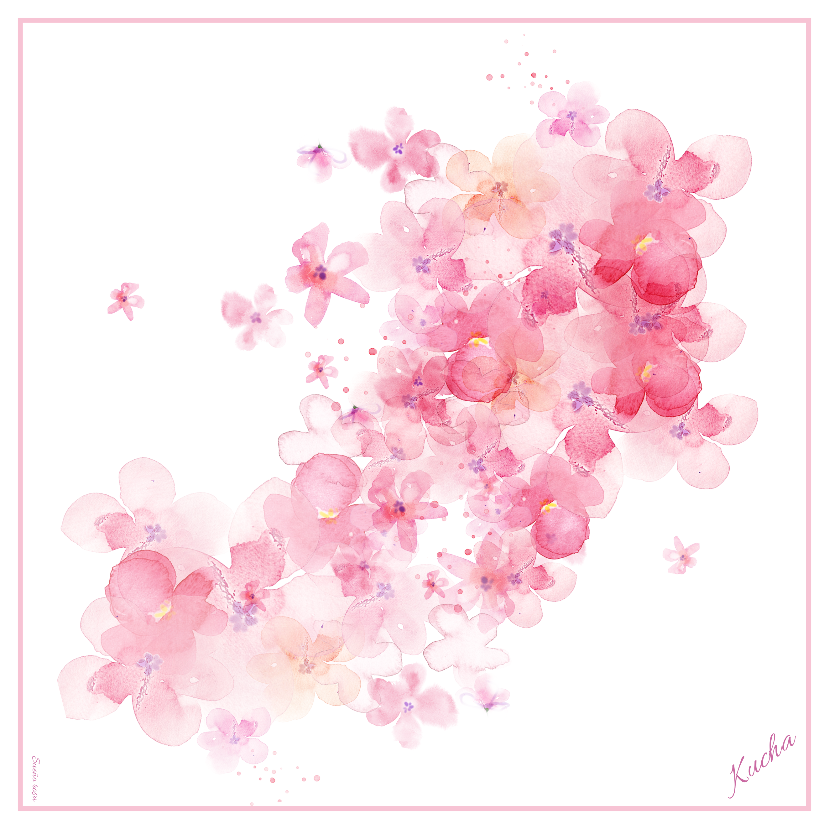 Pañuelo en Eco-Seda "Sueño Rosa" 70x70 cm